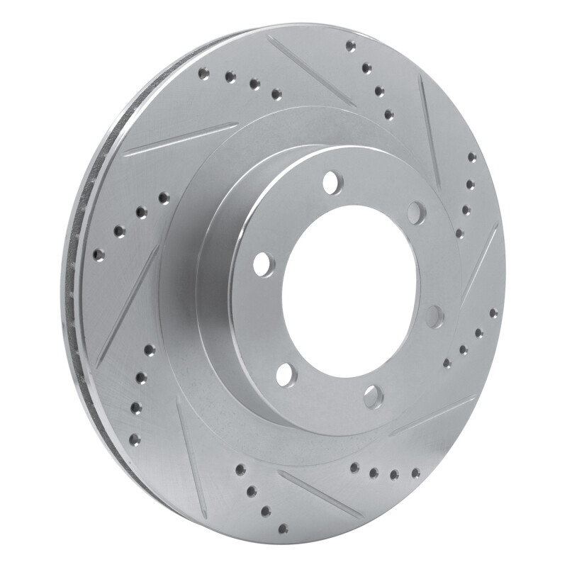 Lexus GX470 Brake Rotor (1) - Front Right - R1 Concepts - Drilled & Slotted - Silver - `03-`09